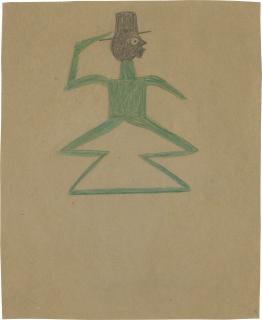 Bill Traylor - Green Man with Double Triangle Legs, 1939-1942