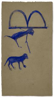 Bill Traylor - Untitled (Blue Man with \