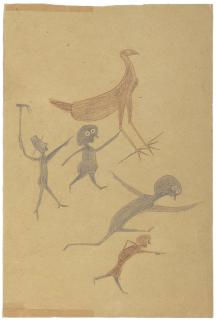 Bill Traylor - Untitled (Chase With Brown Tape)