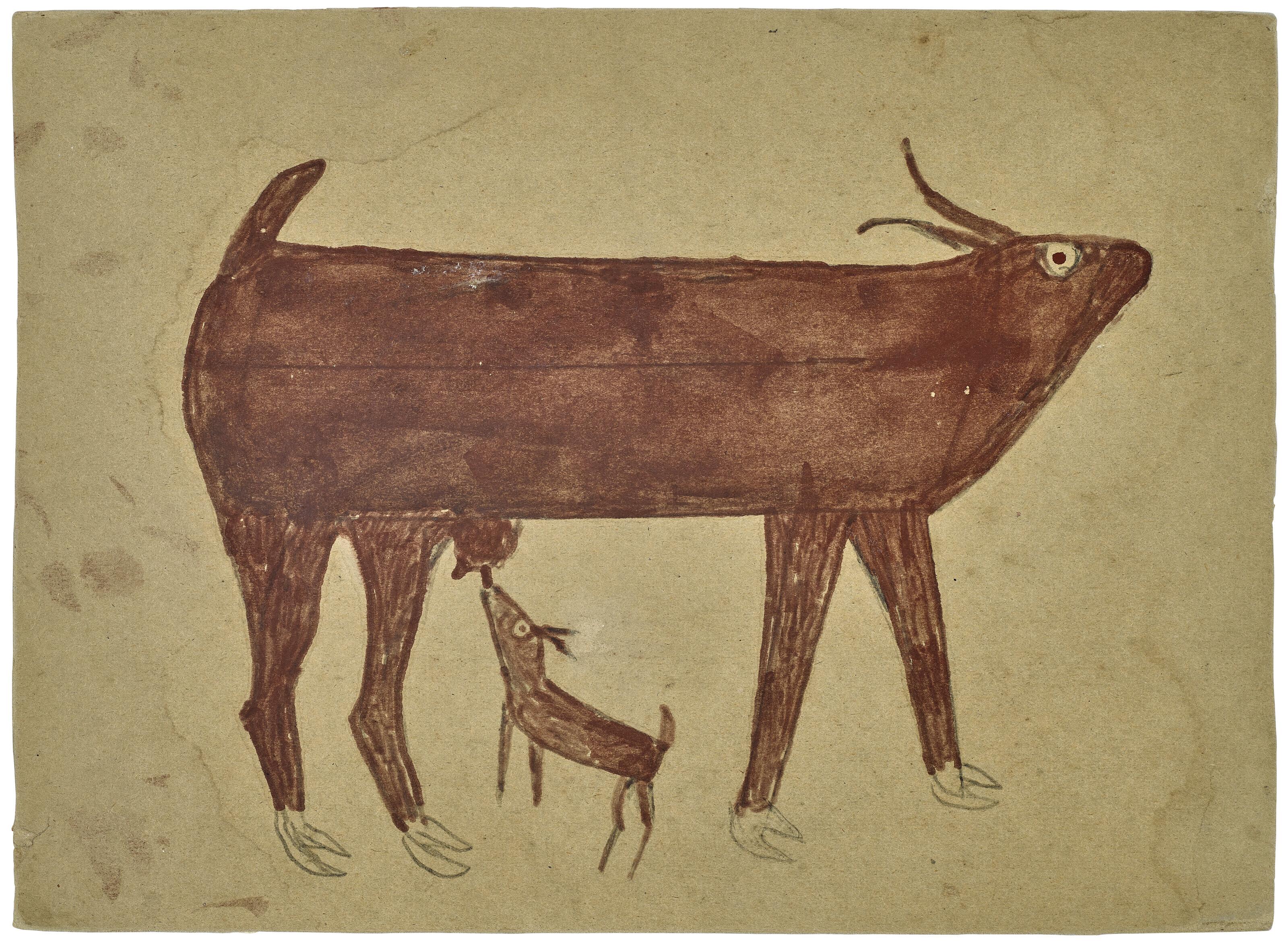 Bill Traylor - Untitled (Goat With Kid)