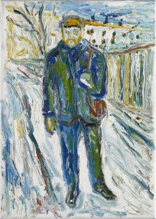 Billy Childish - Untitled (Man in Winter with Satchel)