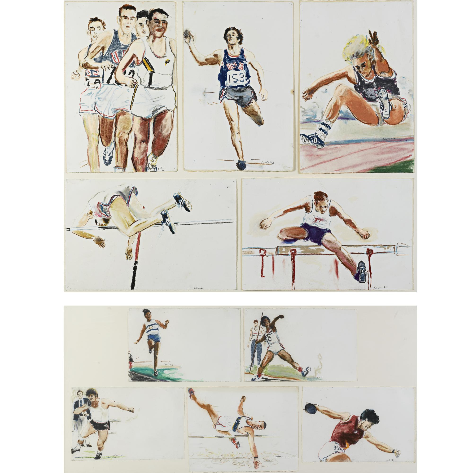 Billy Sullivan - Untitled: Ten Decathlon Drawings, Olympic Games, 1984, Los Angeles