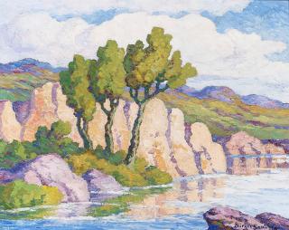 Birger Sandzén - Creek and Hills (Wild Horse Creek, Graham County, Kansas)