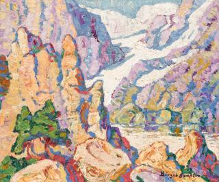 Birger Sandzén - Lake Scene, Rocky Mountain National Park 10 x 12in