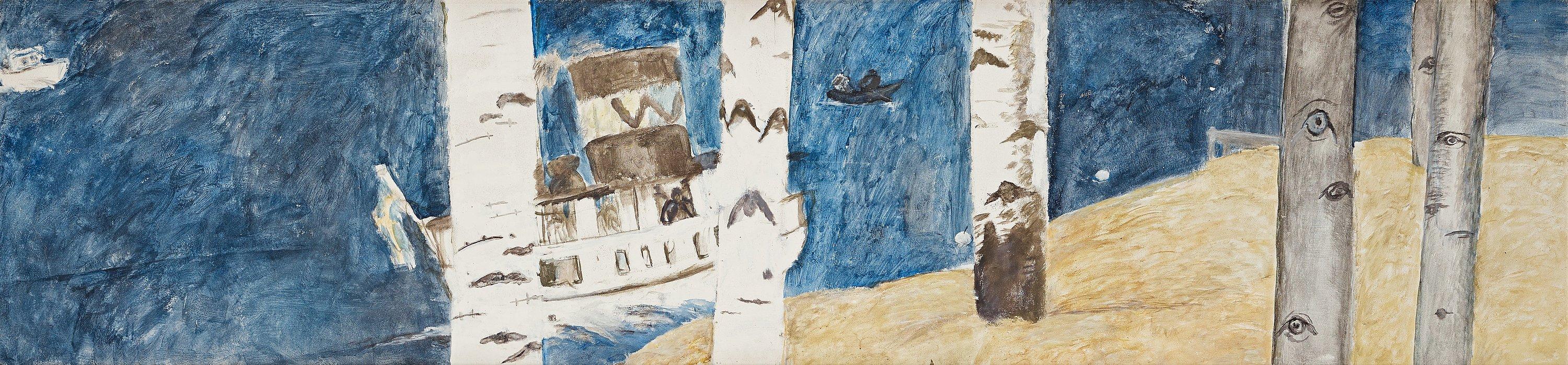 Birgit Broms - Vaxholm ferry with birches.