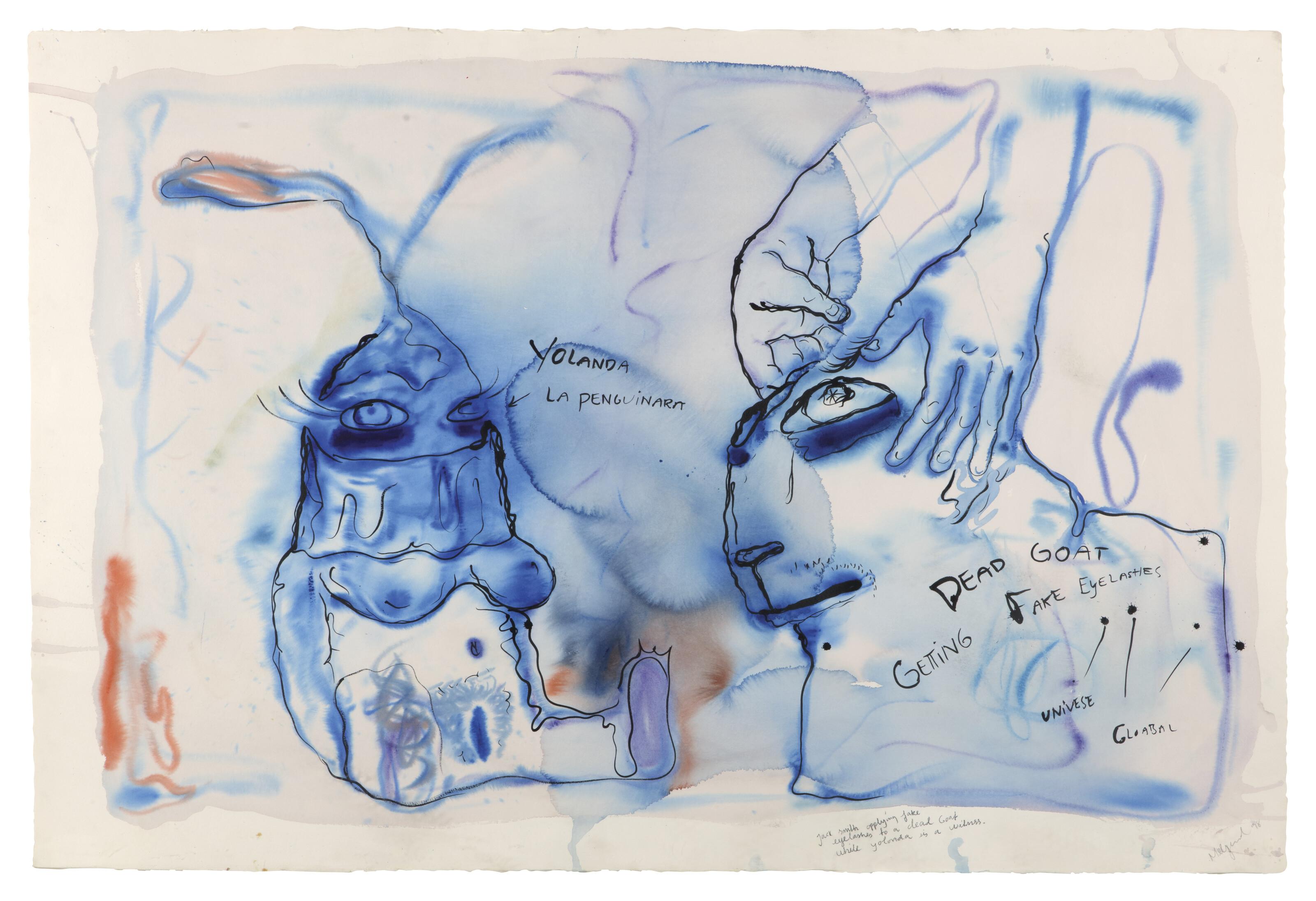 Bjarne Melgaard - Untitled (Dead Goat Getting Fake Eyelashes)