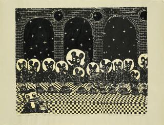 Blalla W. Hallmann - Schießeisen Christ Suppensterns Abendmahl.