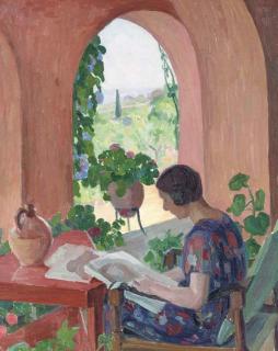 Blanche Camus - Woman reading on a terrace