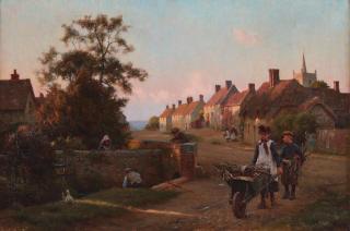Blandford Fletcher - Village street with children