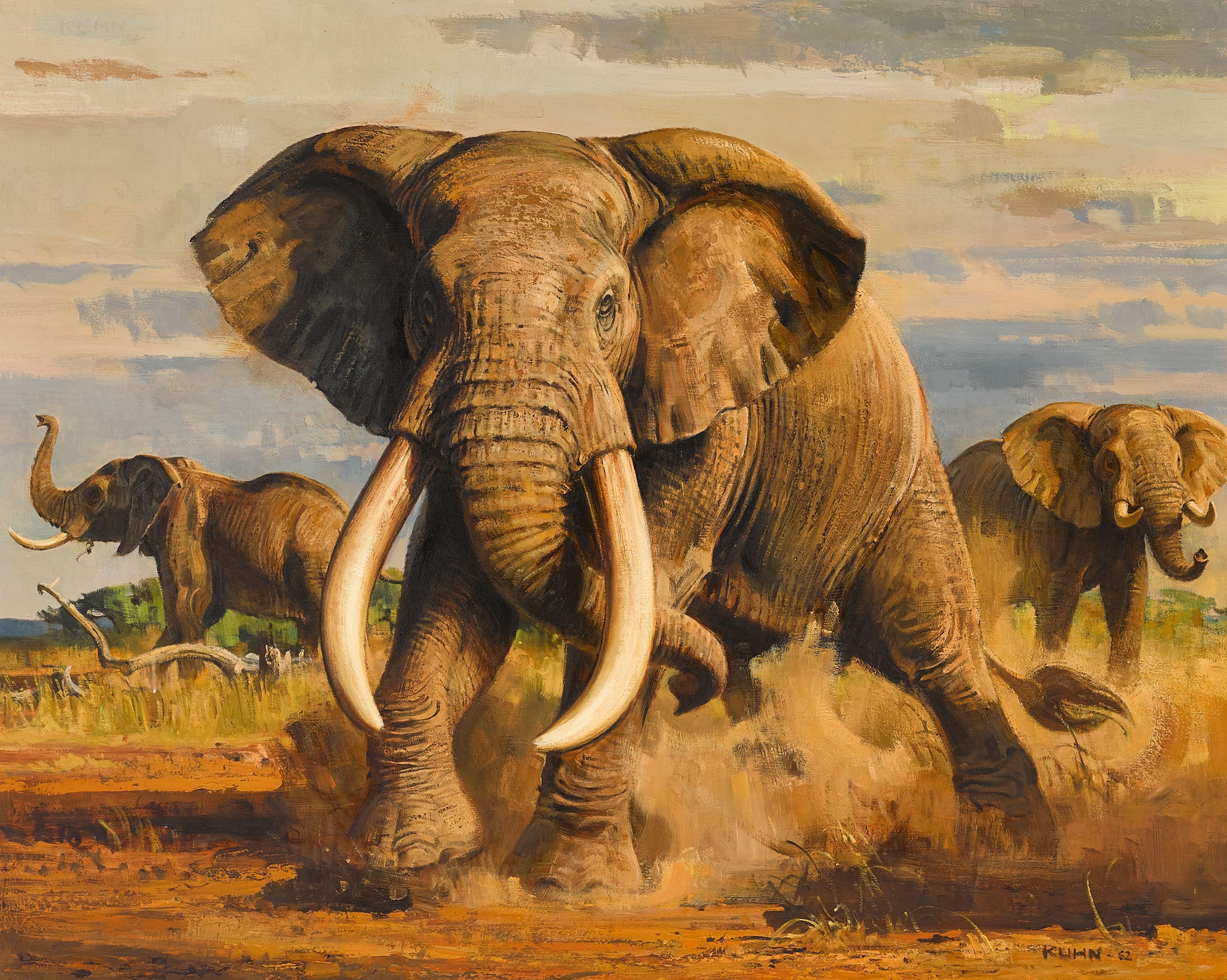 Bob Kuhn - Elephants in the African Veldt