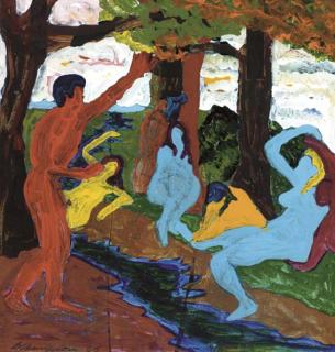 Bob Thompson - Diana and Her Bathers