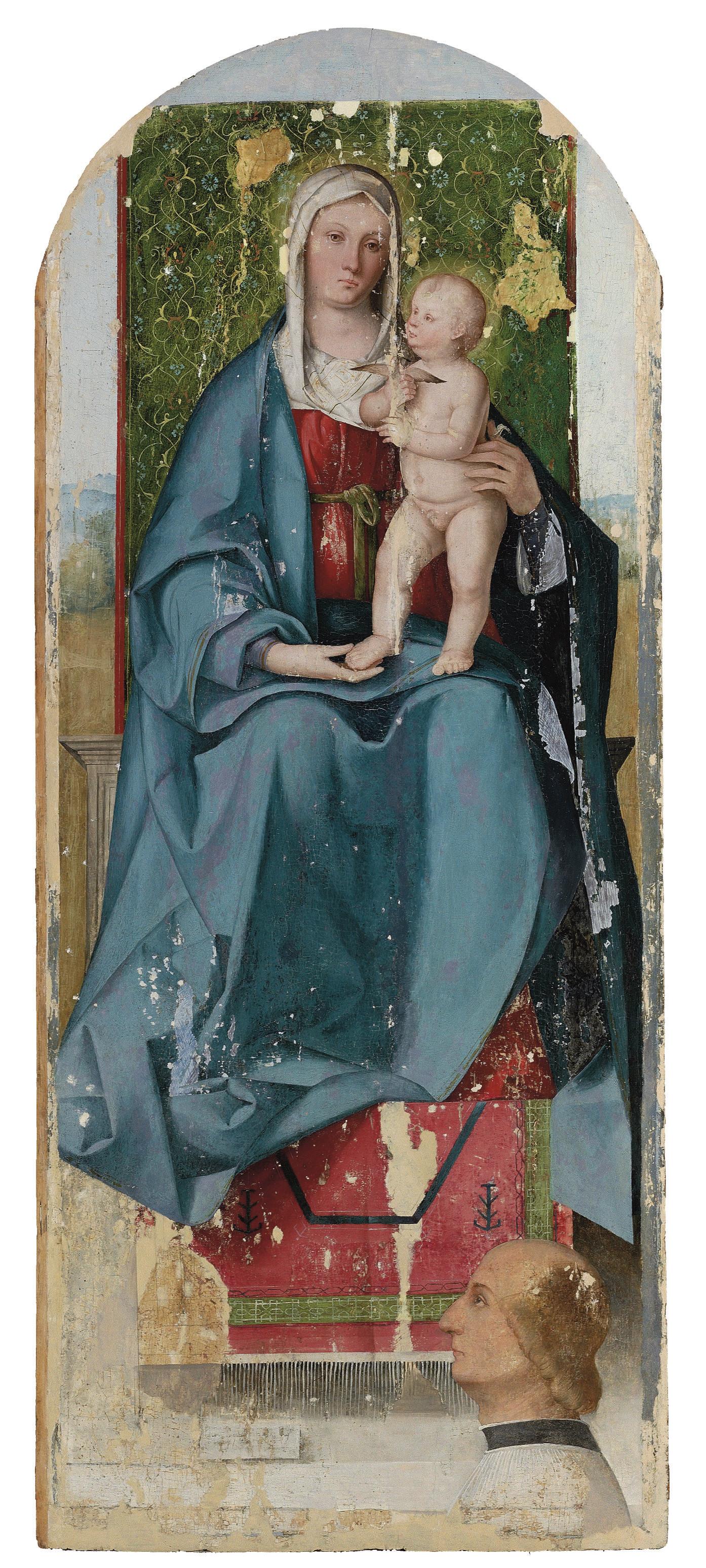 Boccaccio Boccaccino - The Madonna and Child enthroned, with a donor