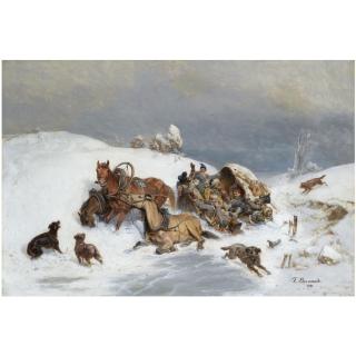 Bogdan Pavlovich Villevalde - The Retreat Of The French From Russia, 1812