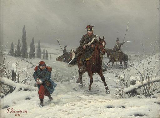 Bogdan Pavlovich Villeval\'de - Uhlans rounding up the prisoners