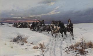 Bohdan Von Kleczynski - Sleigh Ride through a Winter landscape