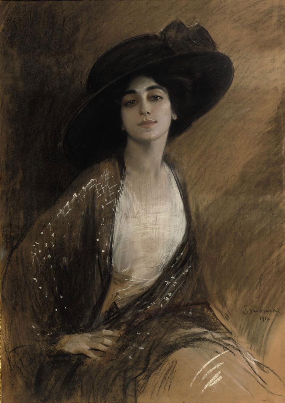 Boleslav von Szankowsky - Elegant lady with black hat