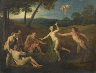 Bon Boulogne L\'Aîné - Pan Et Syrinxbon Boulogne The Elder ; Pan And Syrinx ; Signed Lower Left ; Oil On Canvas