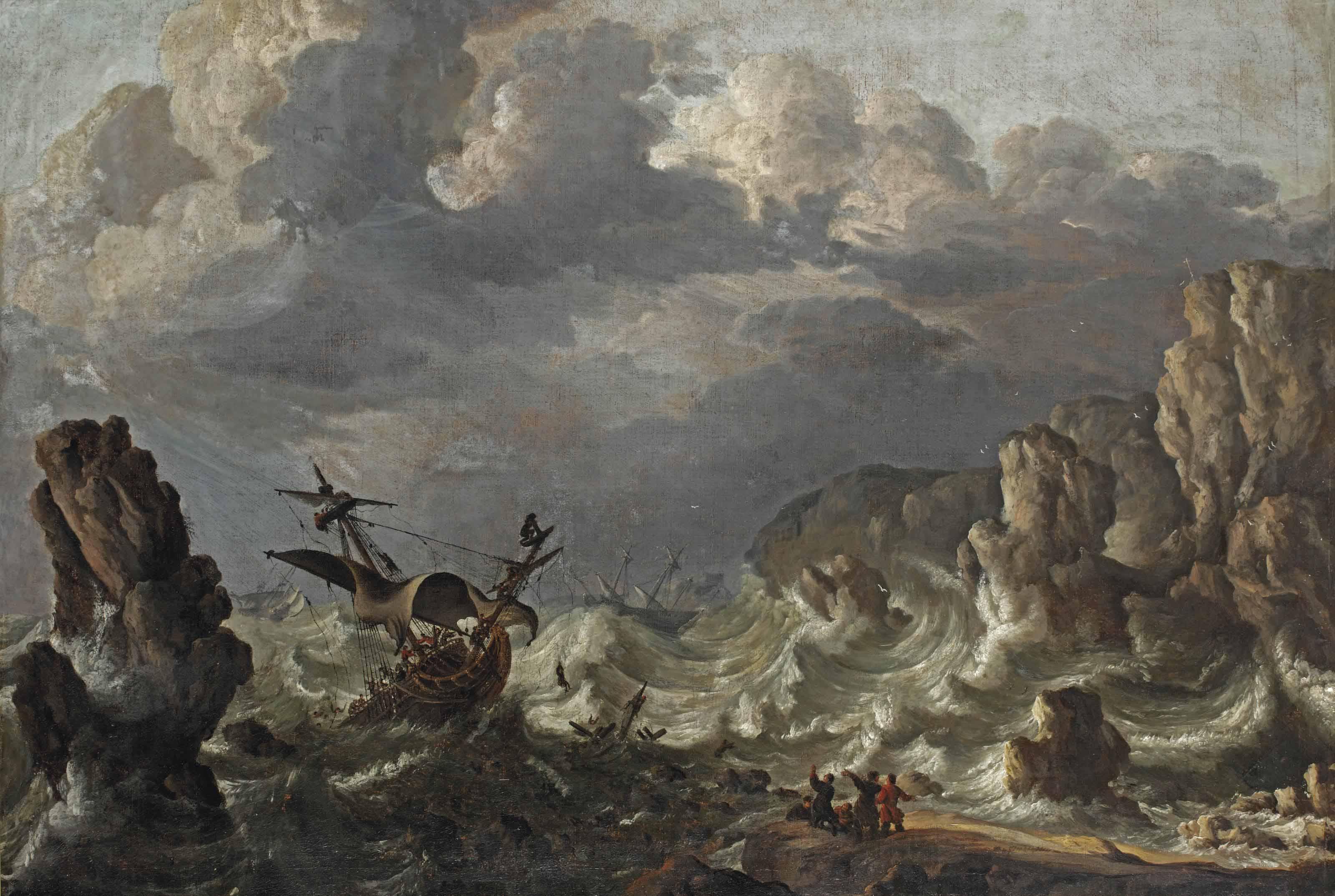 Bonaventura Peeters I - A Ship Wreck Near A Rocky Coast In Rough Seas