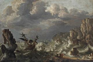 Bonaventura Peeters I - A Ship Wreck Near A Rocky Coast In Rough Seas