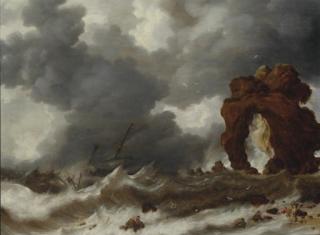 Bonaventura Peeters - Stormy seas with a shipwreck