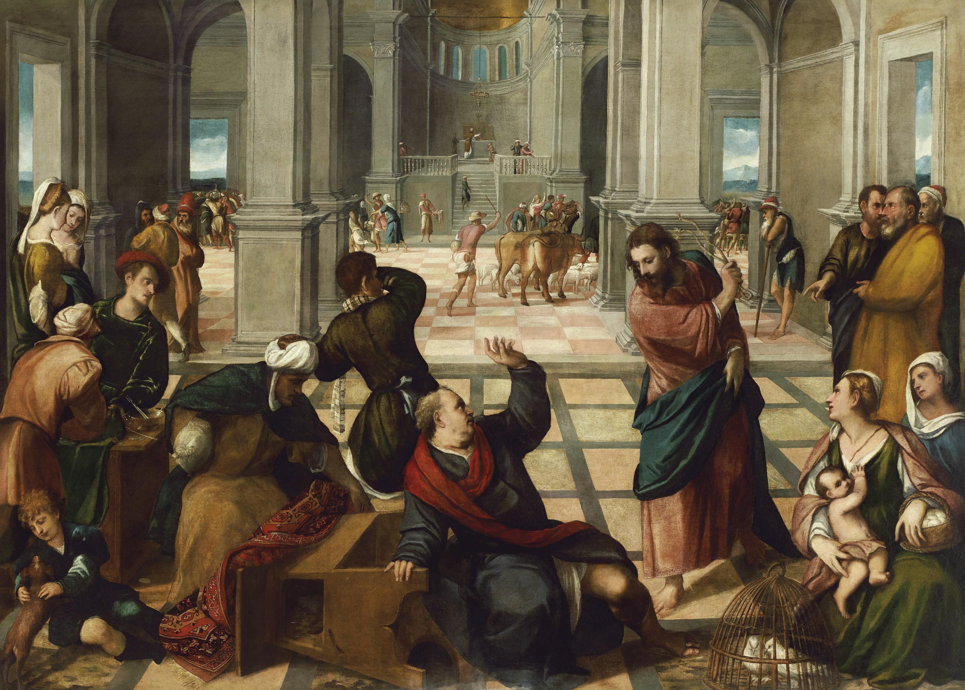 Bonifacio De\' Pitati, Called Bonifacio Veronese - Christ driving the money changers from the Temple