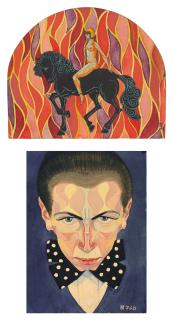 Boris Bilinsky - Self-portrait; and Classical figure on horseback