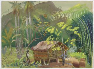 Boris Dmitrievich Grigoriev - A Pair Of Brazilian Landscapes: \'Blue Bay\' And \'Native Hut\' Both: 39.4 X 52.7Cm (15 1/2 X 20 3/4In).