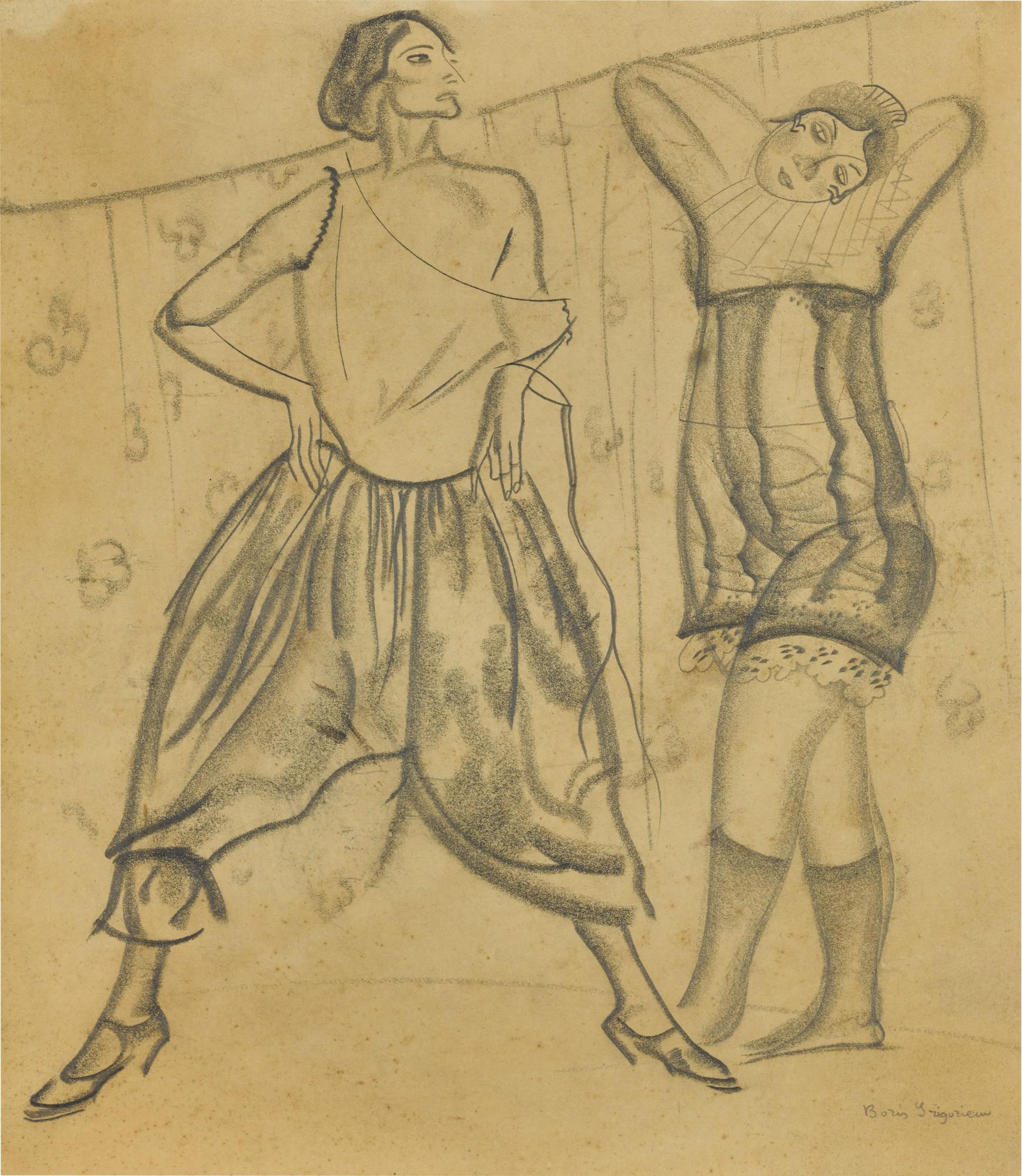 Boris Dmitrievich Grigoriev - Original Drawing from the Portfolio Russische Erotik