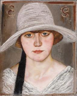 Boris Dmitrievich Grigoriev - Portrait of a Lady in a Hat