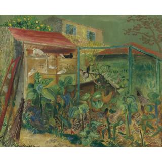 Boris Dmitrievich Grigoriev - Russian Farm Scene, 1930S
