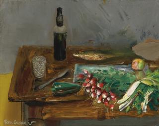 Boris Dmitrievich Grigoriev - Still Life With Radishes, Circa 1928