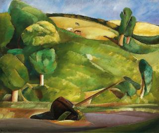 Boris Grigoriev - Sailing boat in a cubist landscape