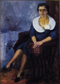 Boris Izrailevich Anisfeld - Portrait of a woman in a blue dress