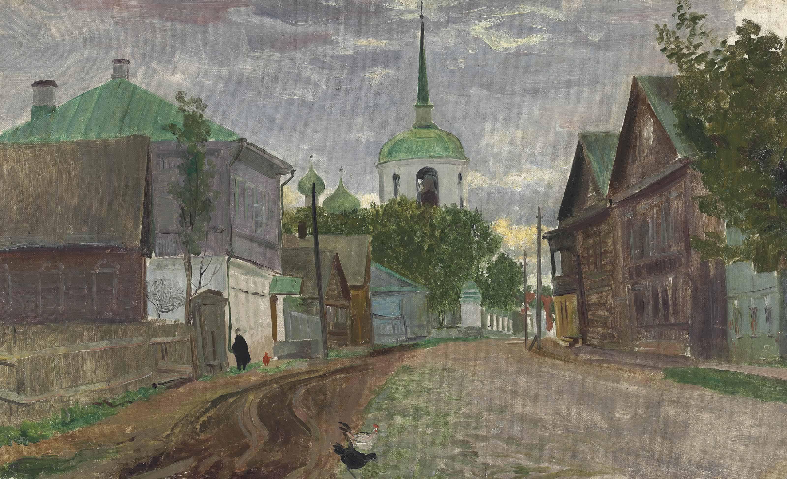 Boris Kustodiev - A street in Staraya Russa