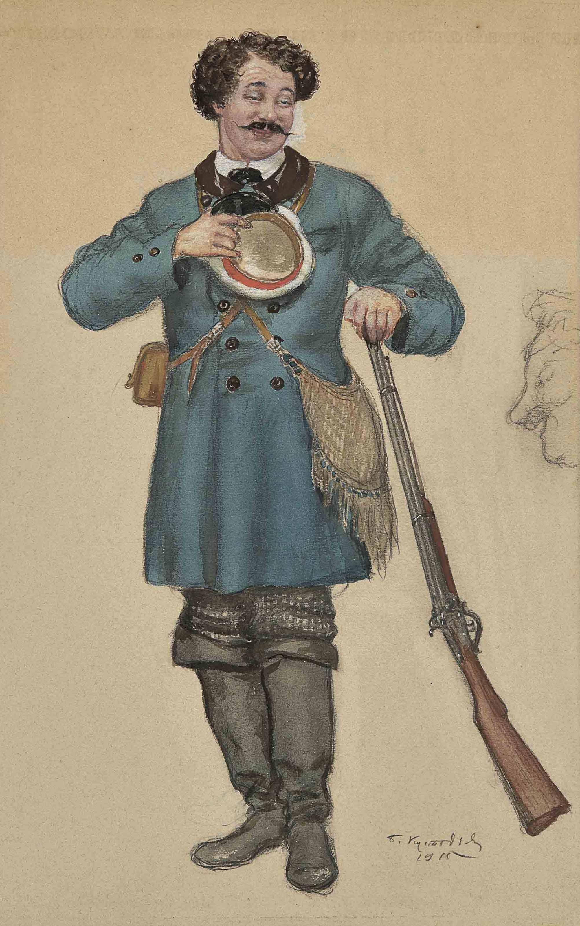 Boris Kustodiev - Costume design for Alexander Ostrovsky\'s play \'Wolves and Sheep\': Apollon Viktorovich Murzavetsky