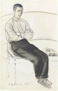 Boris Mikhailovich Kustodiev - Drawing of a Seated Man