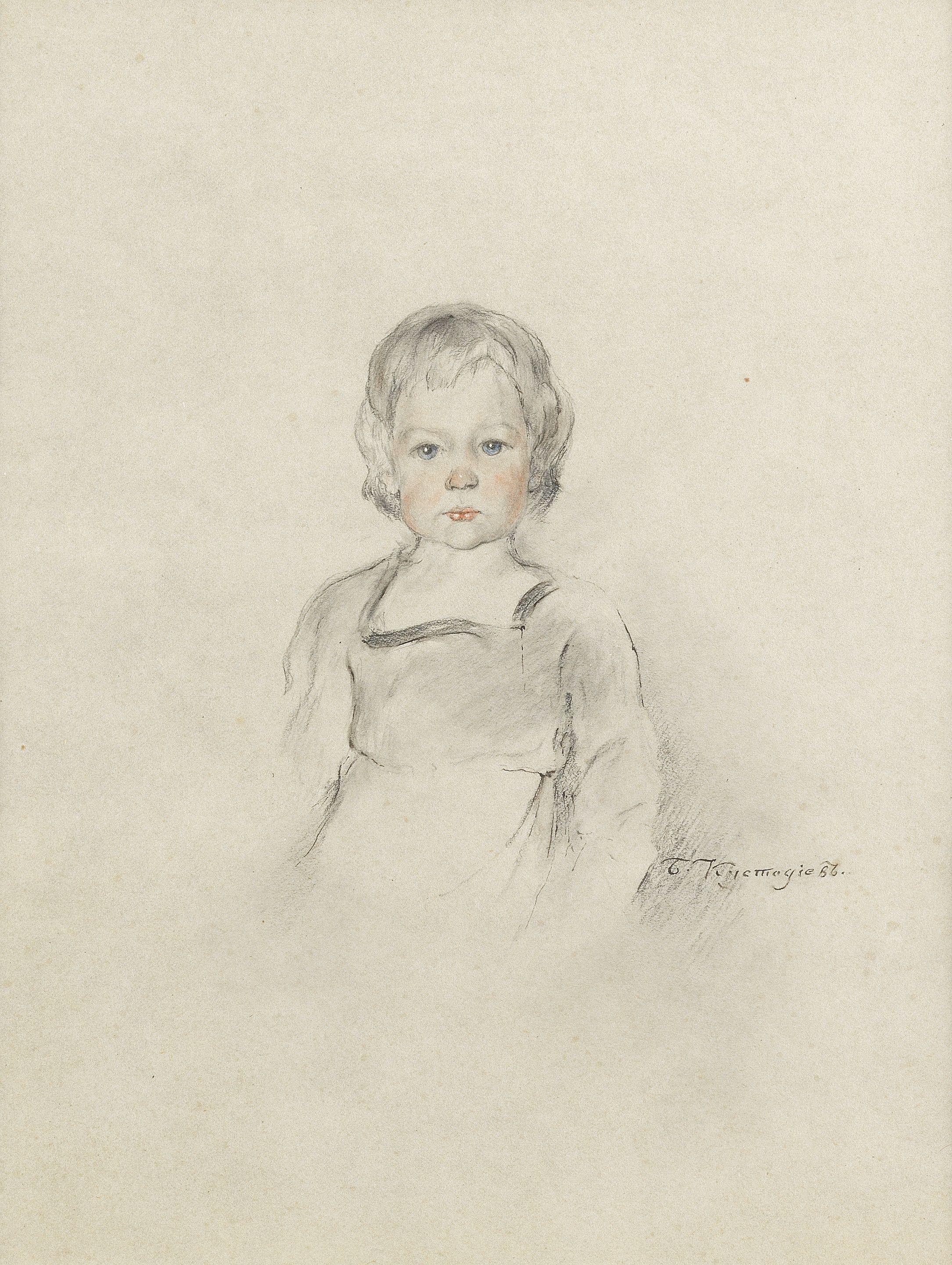 Boris Mikhailovich Kustodiev - Portrait of a child (possibly a child of the artist)