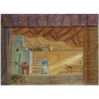 Boris Mikhailovich Kustodiev - Set Design For A Production Of  Virineya
