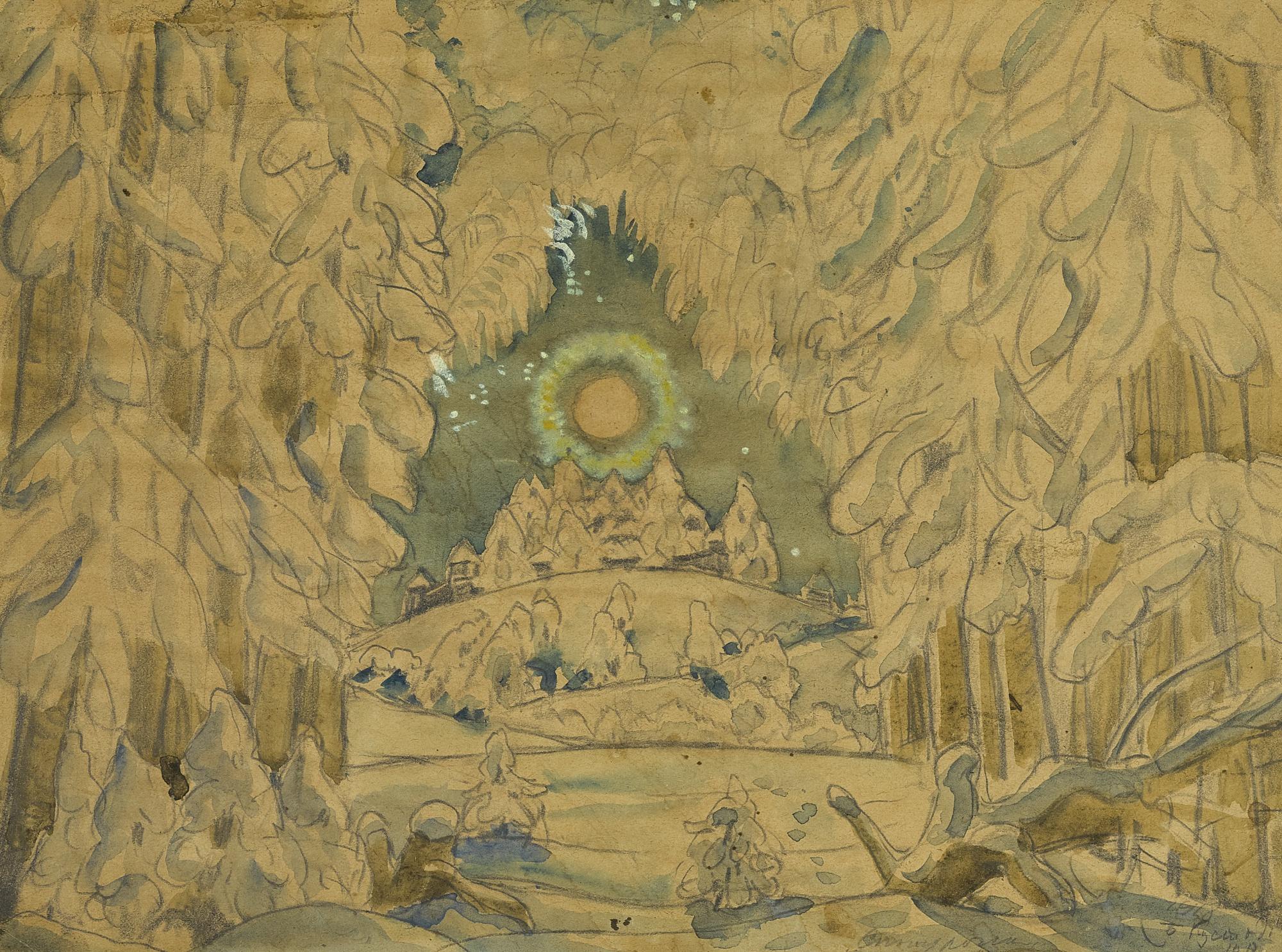 Boris Mikhailovich Kustodiev - Set Design For Snow Maiden