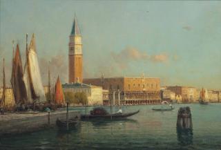 Bouvard - Gondolas by the entrance to St. Mark\'s Square, Venice