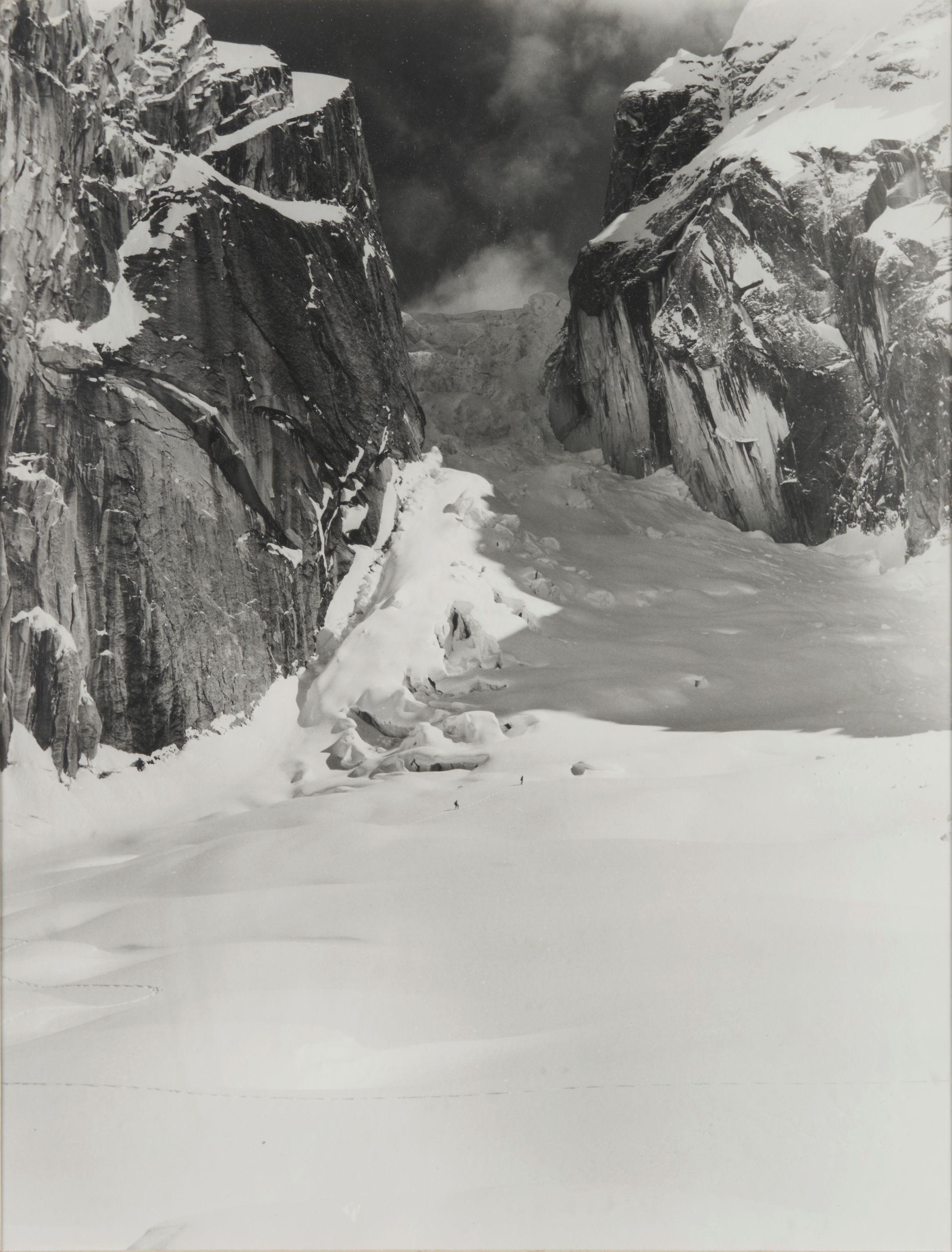 Bradford Washburn - Lilliputians in the Great Gorge of Ruth Glacier, Alaska
