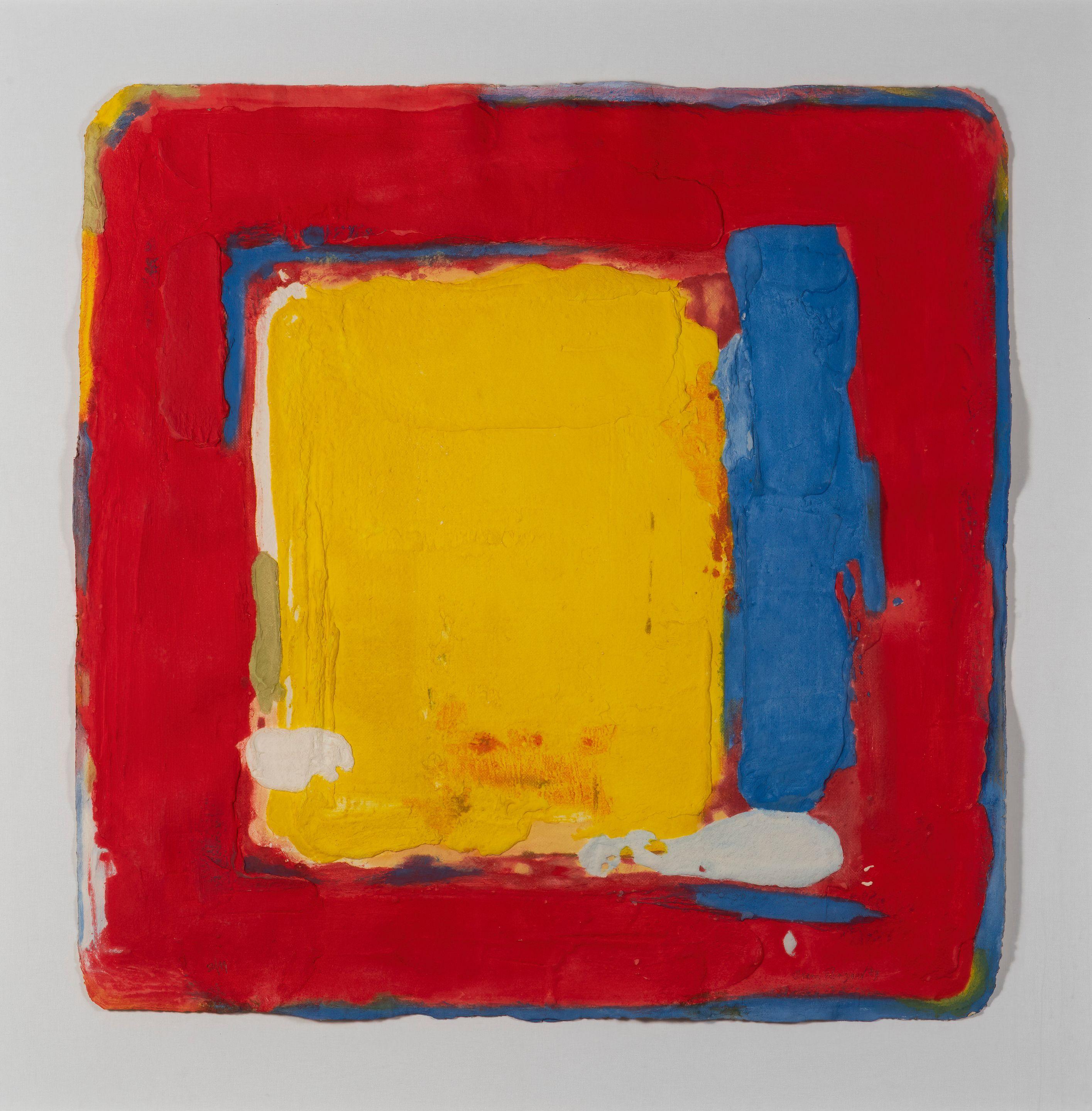 Bram Bogart - Geel en blauw in rood, 1989