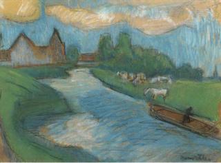 Bram van Velde - A Dutch river landscape