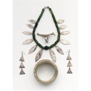 Breon O\'Casey - A Collection Of Jewellery Including A Jadite And White Metal Necklace Together With A Pair Of Earrings, A Ring And A Bangle
