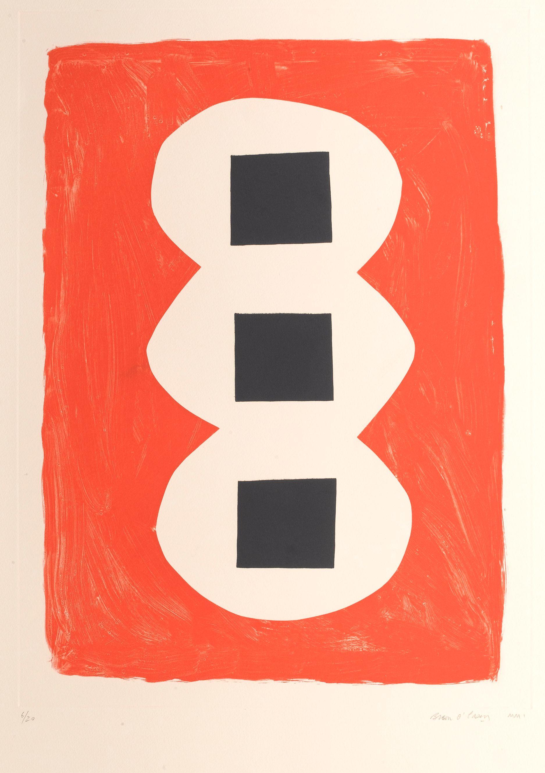 Breon O\'Casey - Blue Wings, Flower with orange dots, Three Black Squares