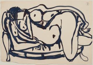 Brett Whiteley - (Woman On A Sofa Reading A Book), C.1980