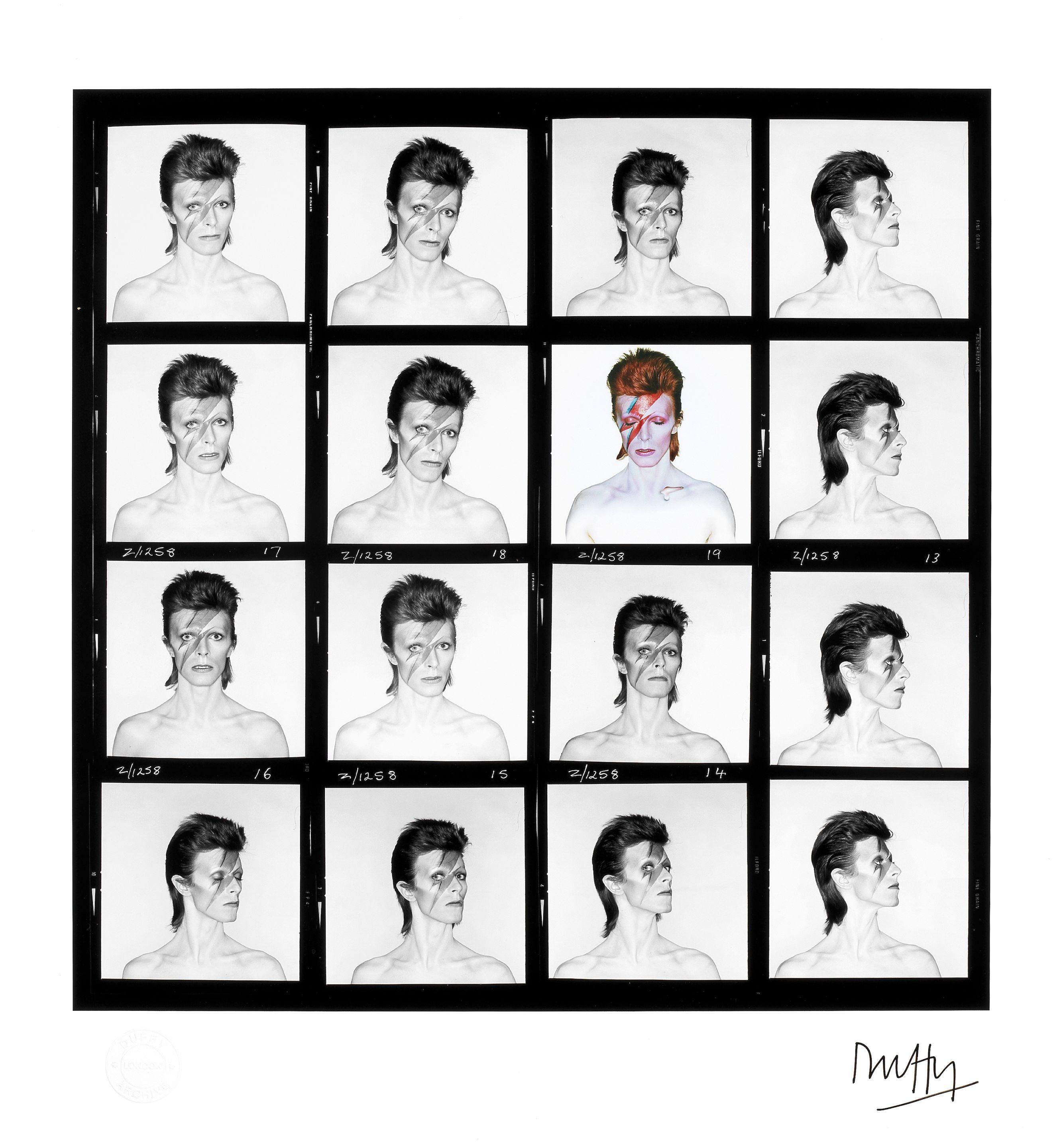 Brian Duffy - David Bowie \'Aladdin Sane\' Contact Sheet, 1973, printed later