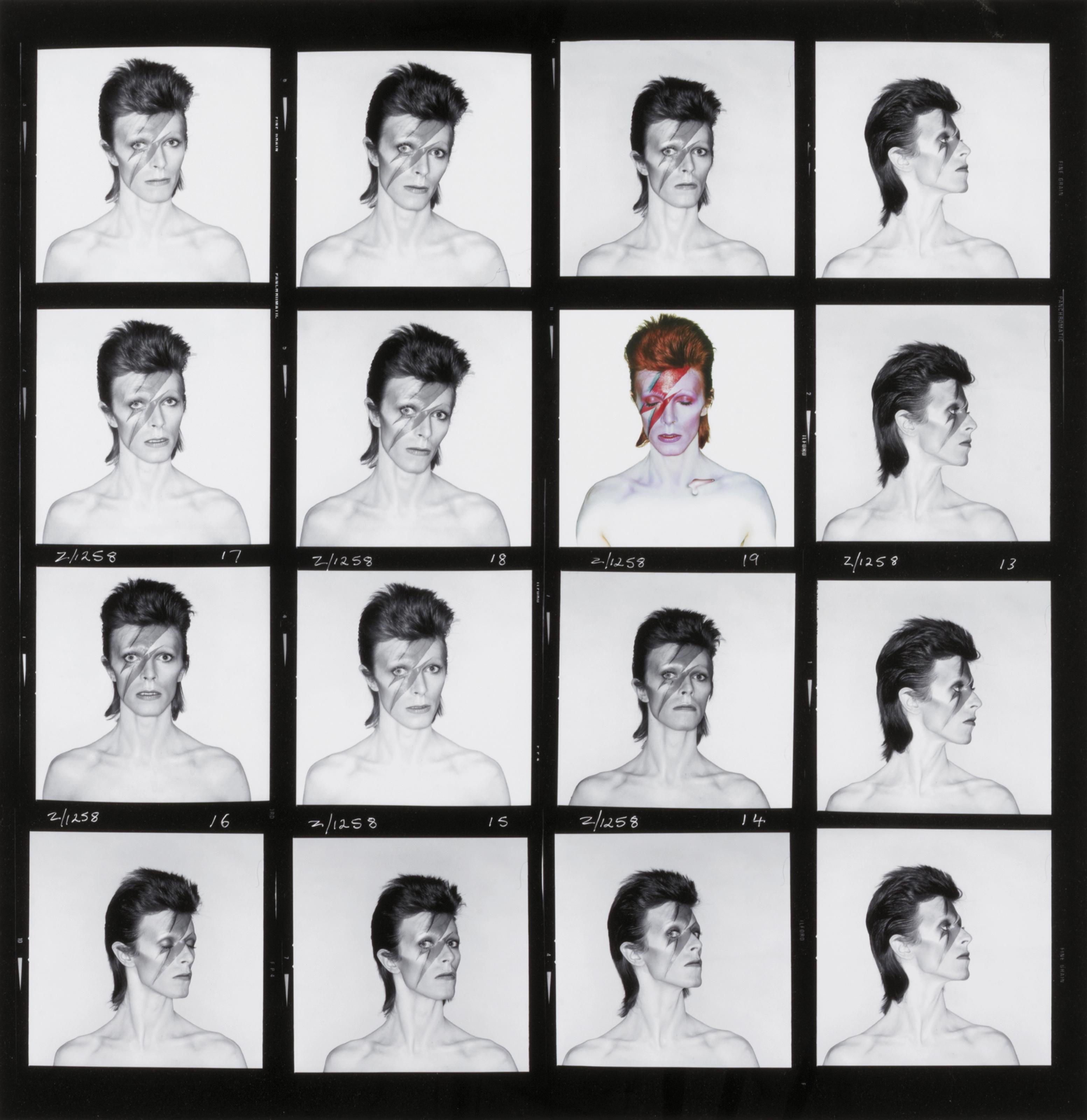 Brian Duffy - David Bowie, Aladdin Sane, Contact Sheet, 1973