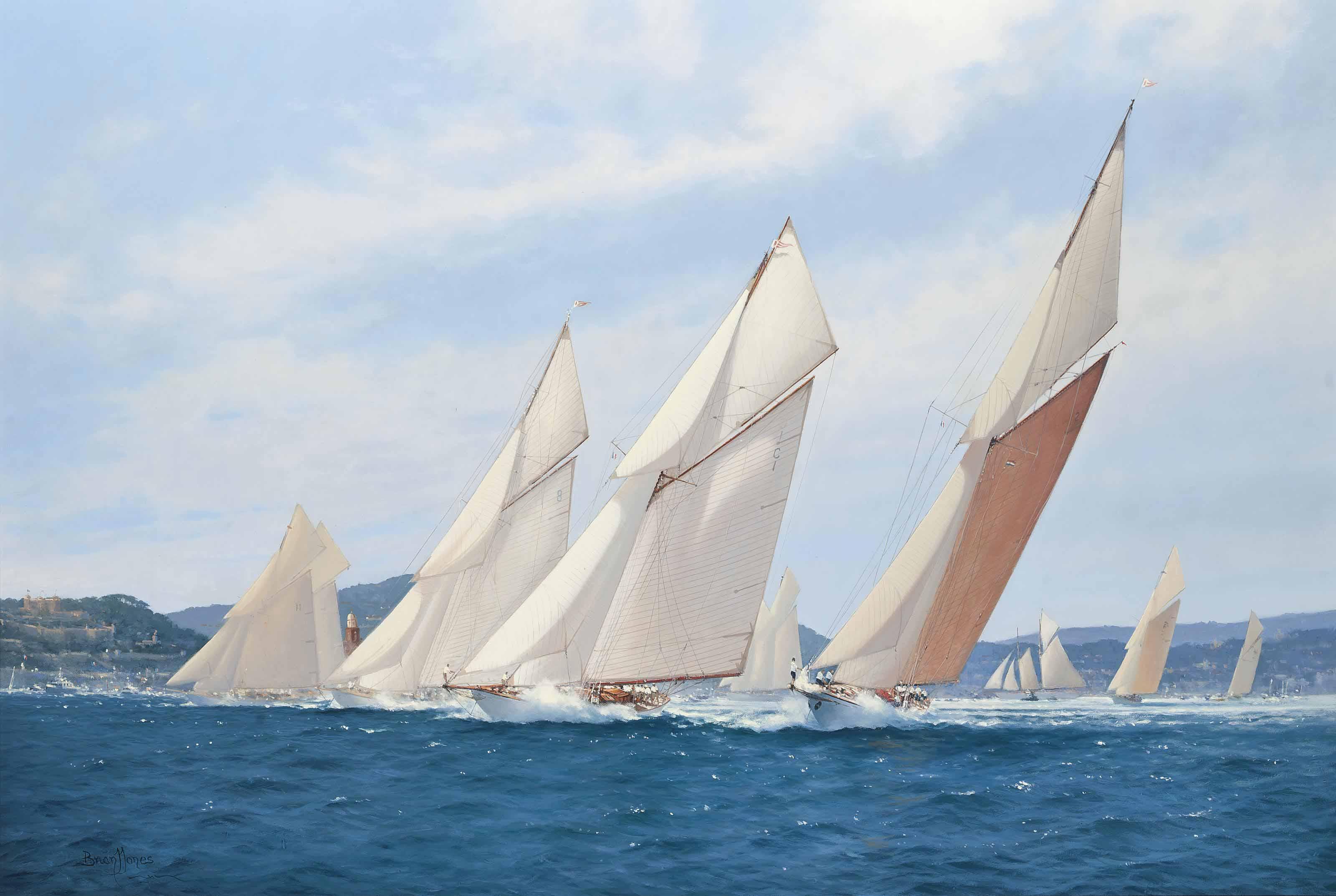 Brian J. Jones, A.R.S.M.A. - Lulworth, Mariquita And Moonbeam, Leading The Fleet, St Tropez, 2007