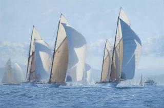 Brian J. Jones, A.R.S.M.A. - Thendara, Twiga and Altair jostling for position off St. Tropez